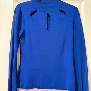 I•N•C Womens Cutout Knit Sweater, Blue, Small